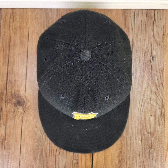 VTG Pittsburgh Pirates New Era 59fifty Fitted 7 1/8 Hat Cap Black Made in USA - Picture 7 of 10
